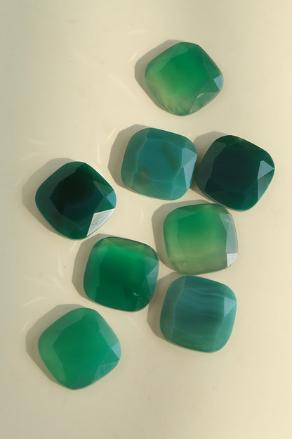 French Vintage Geometric Gemstone Earrings | Agate, White Quartz, Yellow Aventurine & Lapis Lazuli Silver Studs for Women