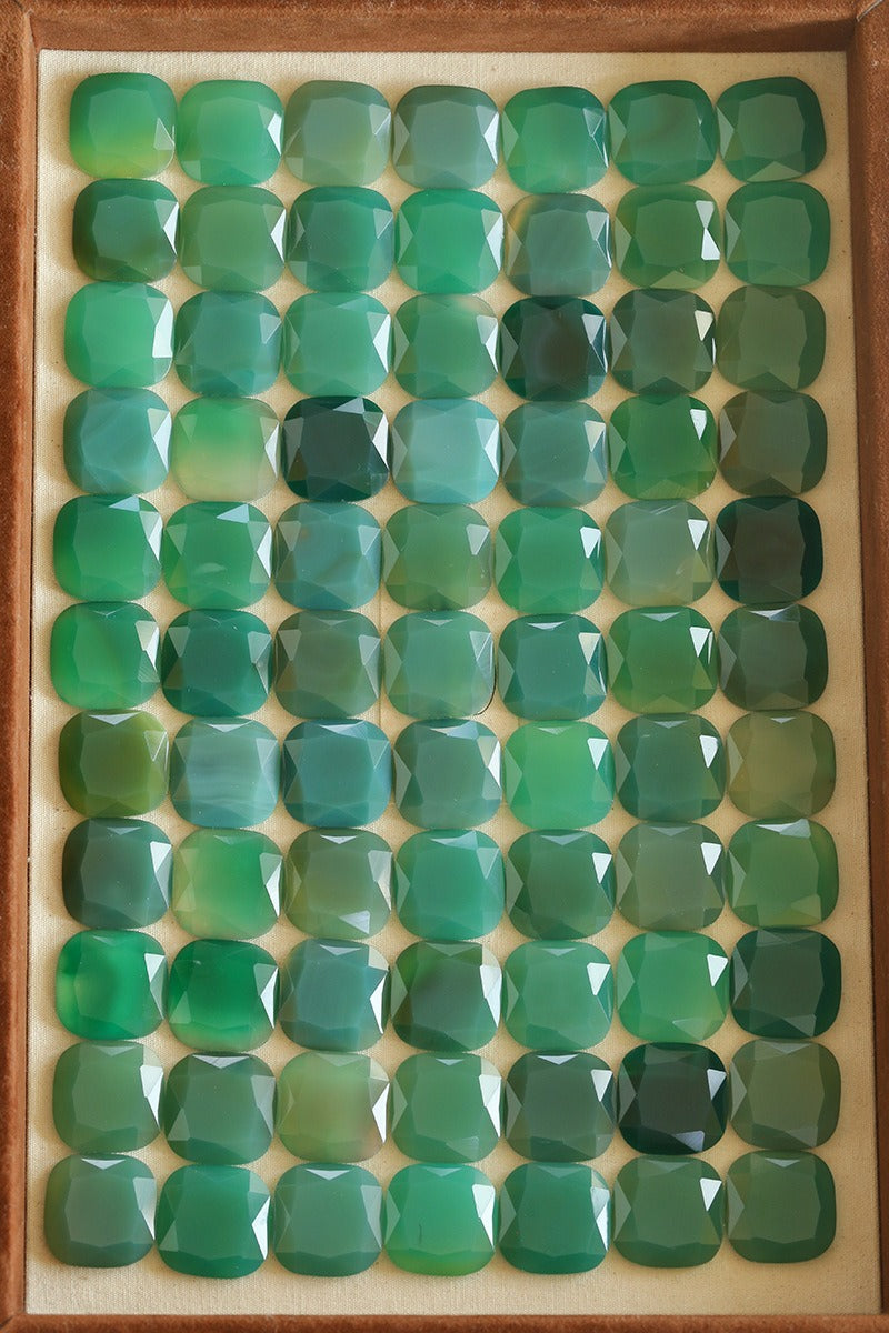 French Vintage Geometric Gemstone Earrings | Agate, White Quartz, Yellow Aventurine & Lapis Lazuli Silver Studs for Women