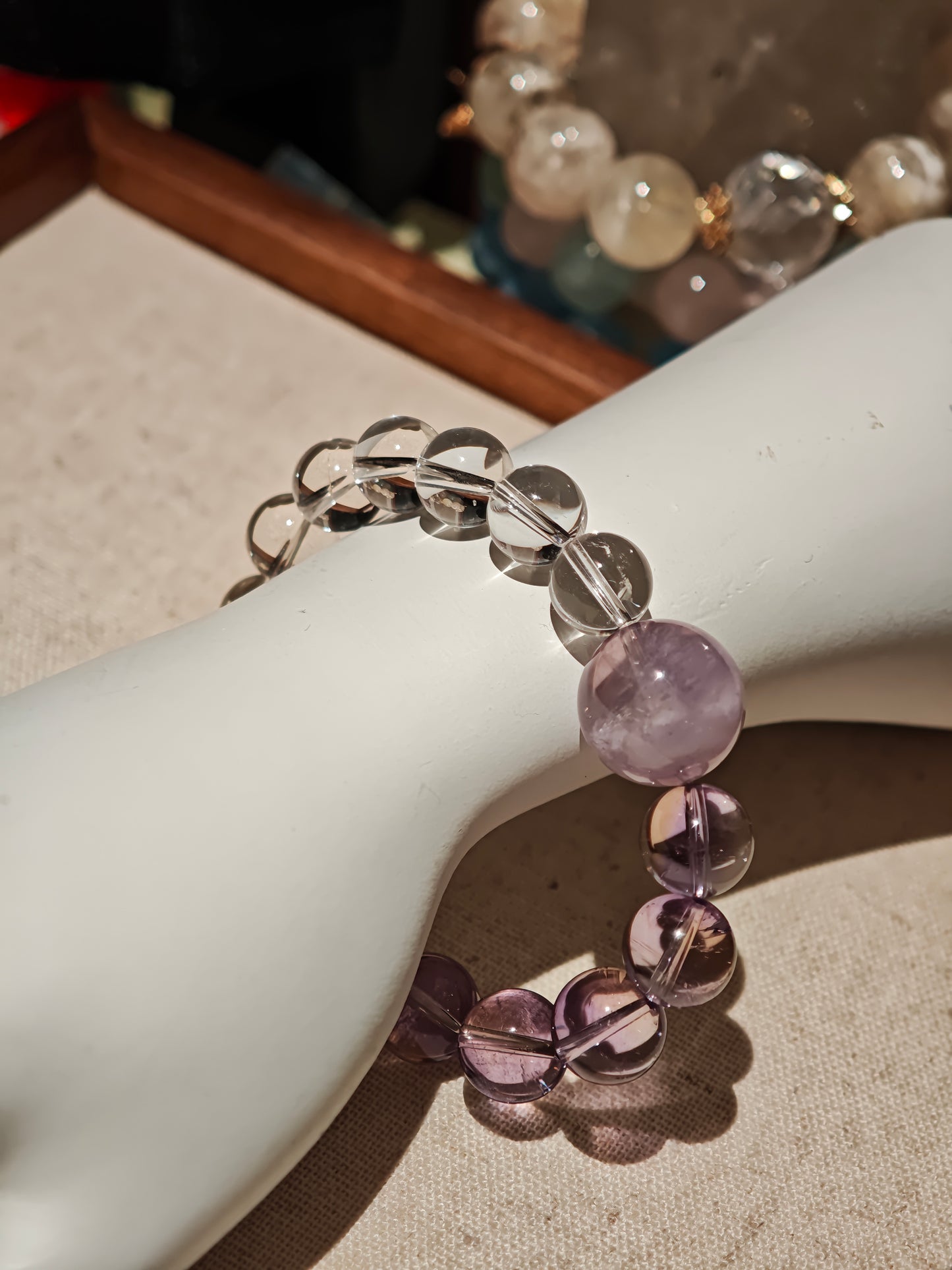 Celestial Amethyst & Clear Quartz Bracelet – Stardust Serenade