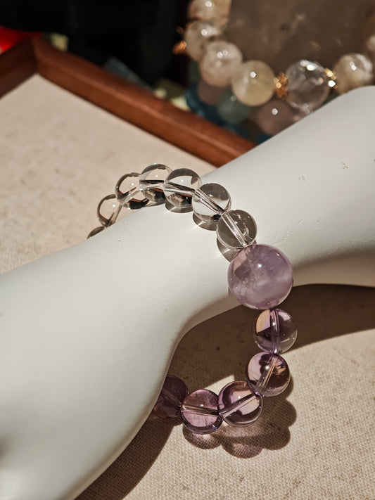 Celestial Amethyst & Clear Quartz Bracelet – Stardust Serenade