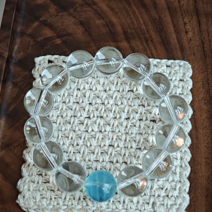 Aquamarine & Clear Quartz Bracelet – Ocean’s Whisper "Tide & Light"