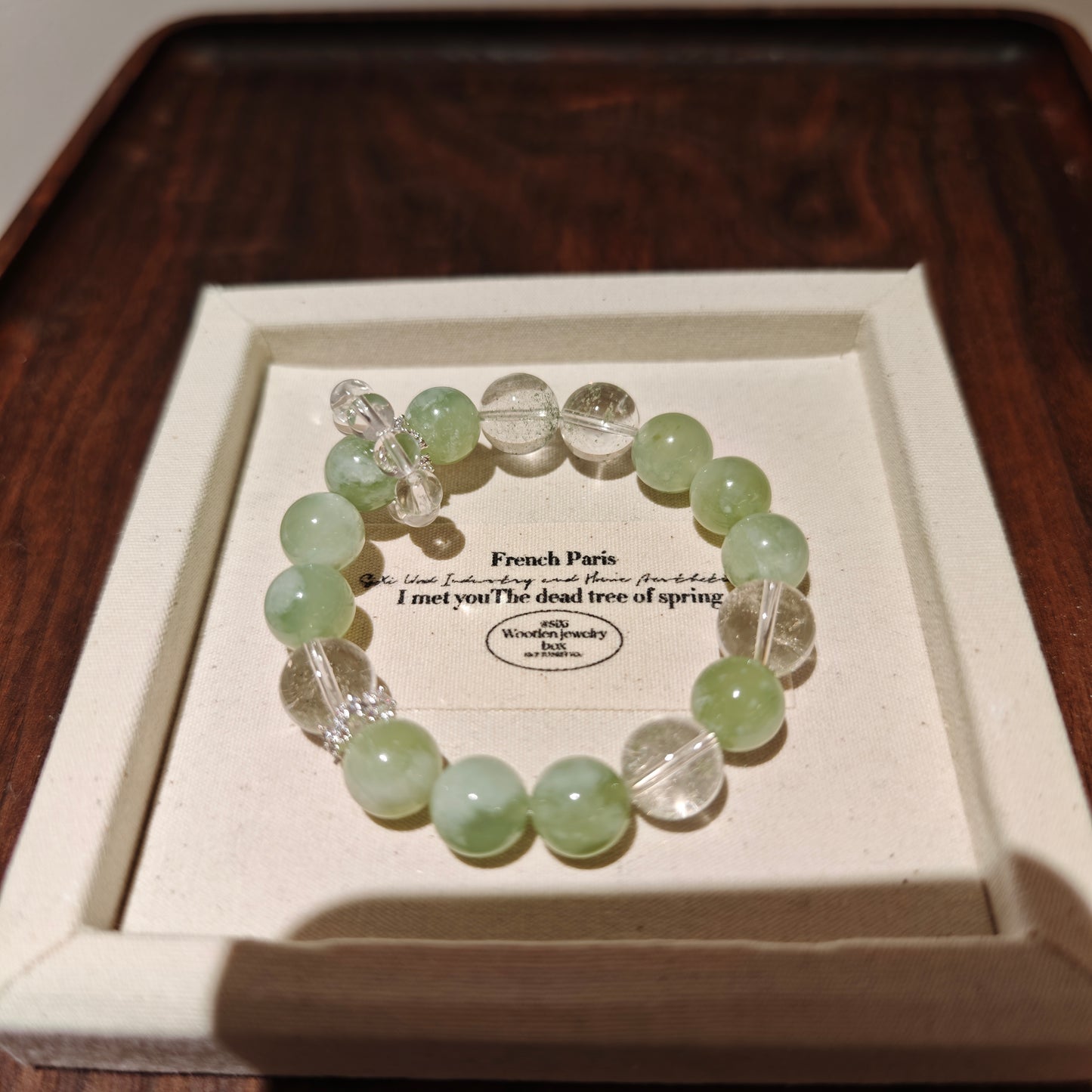 Handcrafted Serpentine Jade Bracelet with Green Phantom Quartz – A Unique Gemstone Jewelry Masterpiece