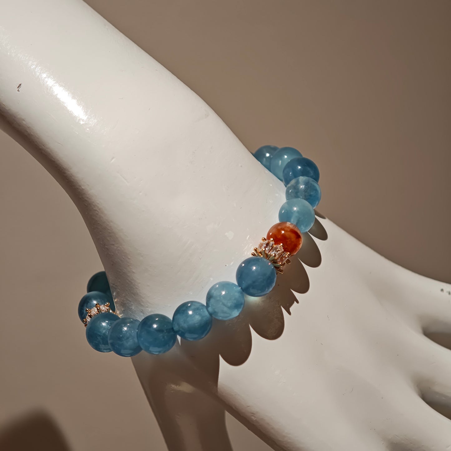 Aquamarine and Red Rutilated Quartz Bracelet - Limited Edition Spiritual Jewelry
