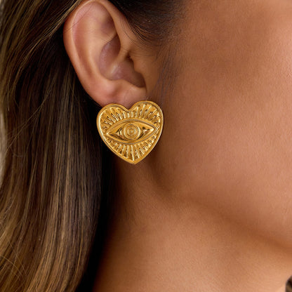 18K Gold Plated Stainless Steel Earrings | Heart, Flower & Sun Minimalist Jewelry for Women