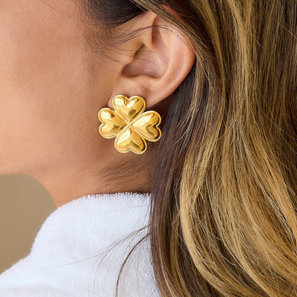 18K Gold Plated Stainless Steel Earrings | Heart, Flower & Sun Minimalist Jewelry for Women