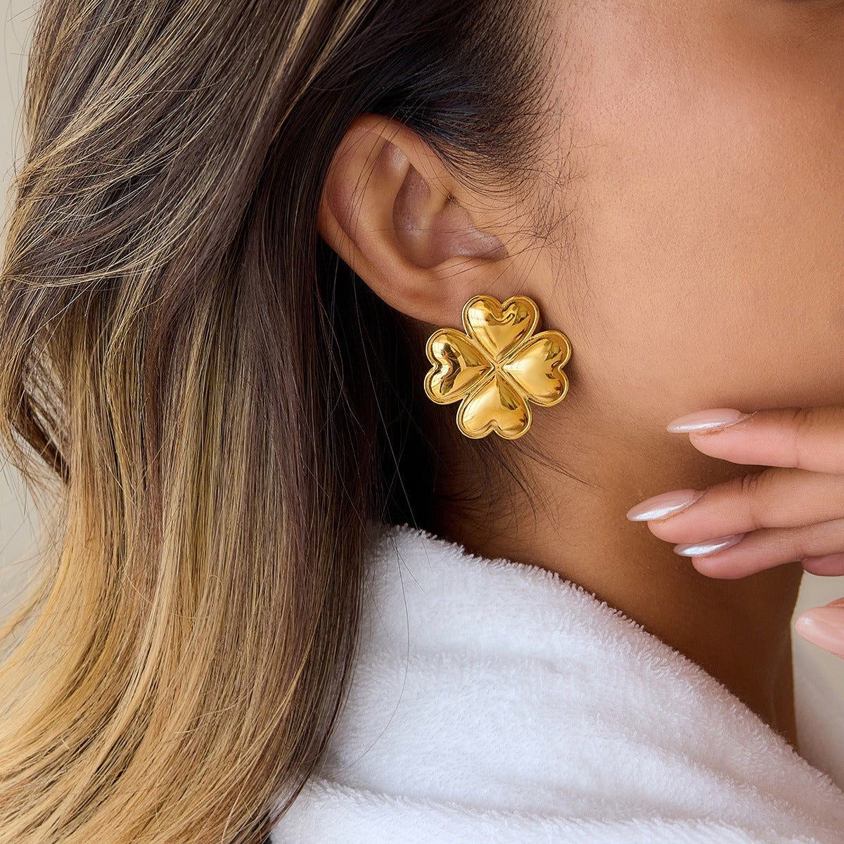 18K Gold Plated Stainless Steel Earrings | Heart, Flower & Sun Minimalist Jewelry for Women