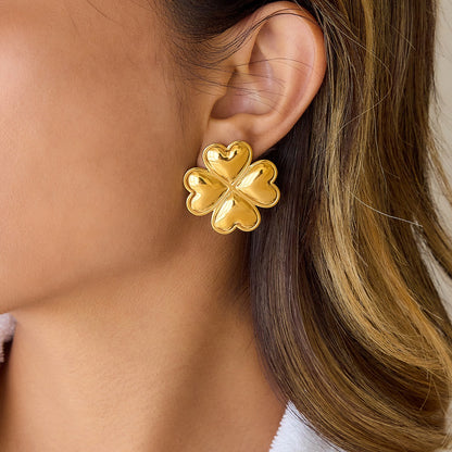 18K Gold Plated Stainless Steel Earrings | Heart, Flower & Sun Minimalist Jewelry for Women