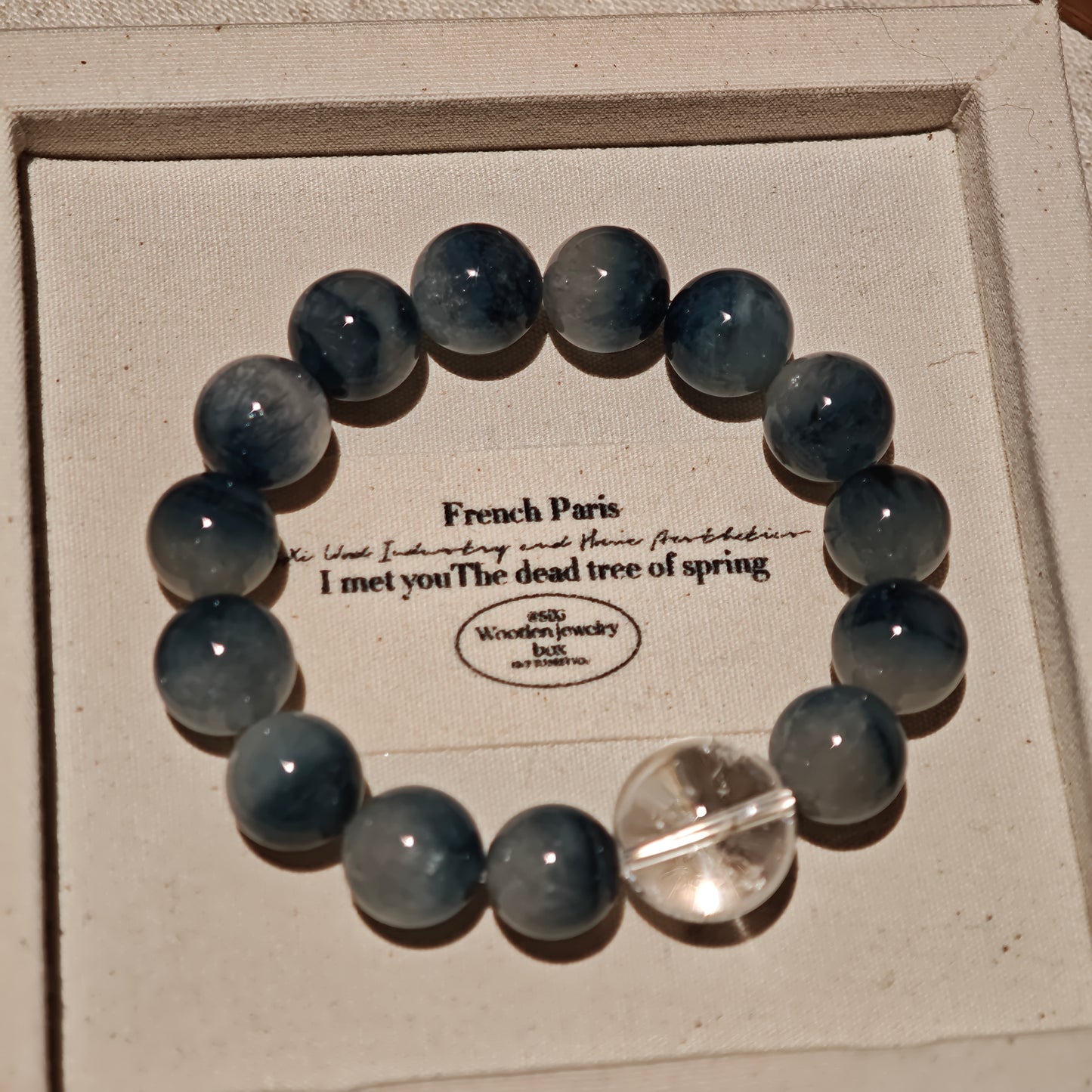 Celestial Blue Rabbit Rutilated Quartz Bracelet – Handmade Magic