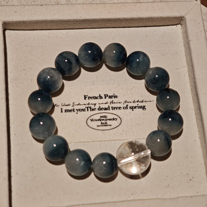 Celestial Blue Rabbit Rutilated Quartz Bracelet – Handmade Magic
