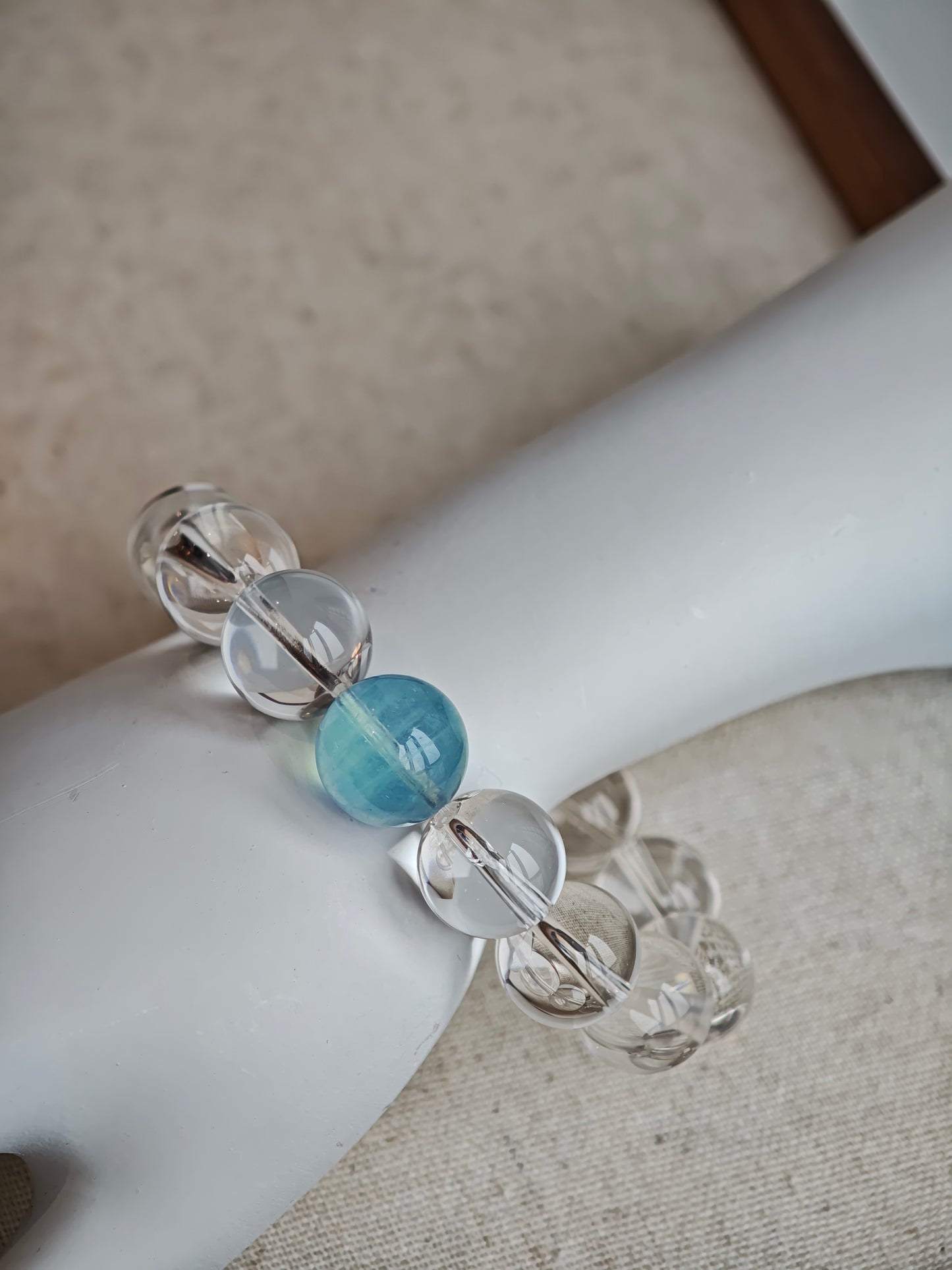 Aquamarine & Clear Quartz Bracelet – Ocean’s Whisper "Tide & Light"