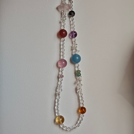 Handmade Clear Quartz Necklace with Multi-Gemstone