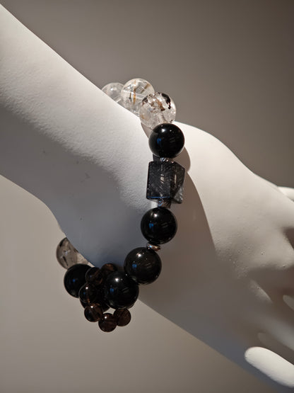 Black Gold Ultra-Sparkle Azeztulite Obsidian Crystal Bracelet