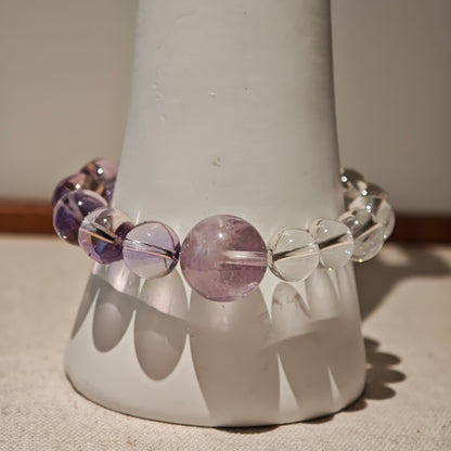 Celestial Amethyst & Clear Quartz Bracelet – Stardust Serenade