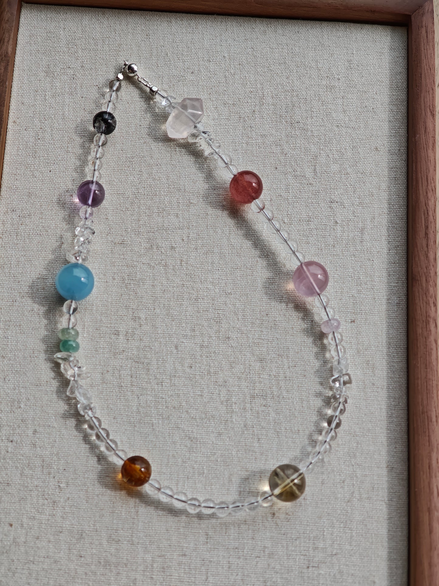 Handmade Clear Quartz Necklace with Multi-Gemstone