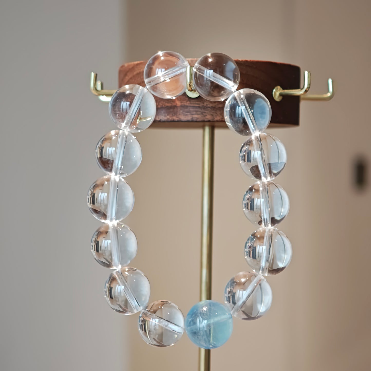 Aquamarine & Clear Quartz Bracelet – Ocean’s Whisper "Tide & Light"