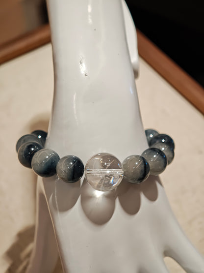 Celestial Blue Rabbit Rutilated Quartz Bracelet – Handmade Magic