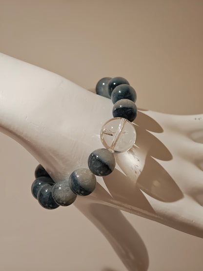 Celestial Blue Rabbit Rutilated Quartz Bracelet – Handmade Magic