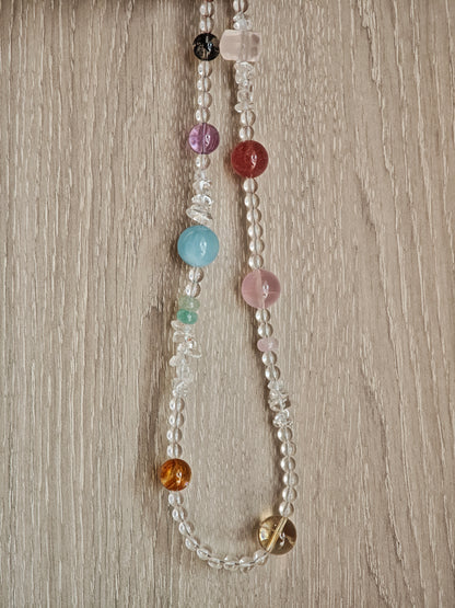 Handmade Clear Quartz Necklace with Multi-Gemstone