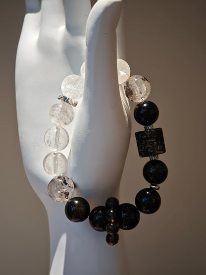 Black Gold Ultra-Sparkle Azeztulite Obsidian Crystal Bracelet