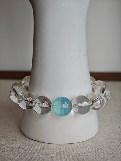 Aquamarine & Clear Quartz Bracelet – Ocean’s Whisper "Tide & Light"