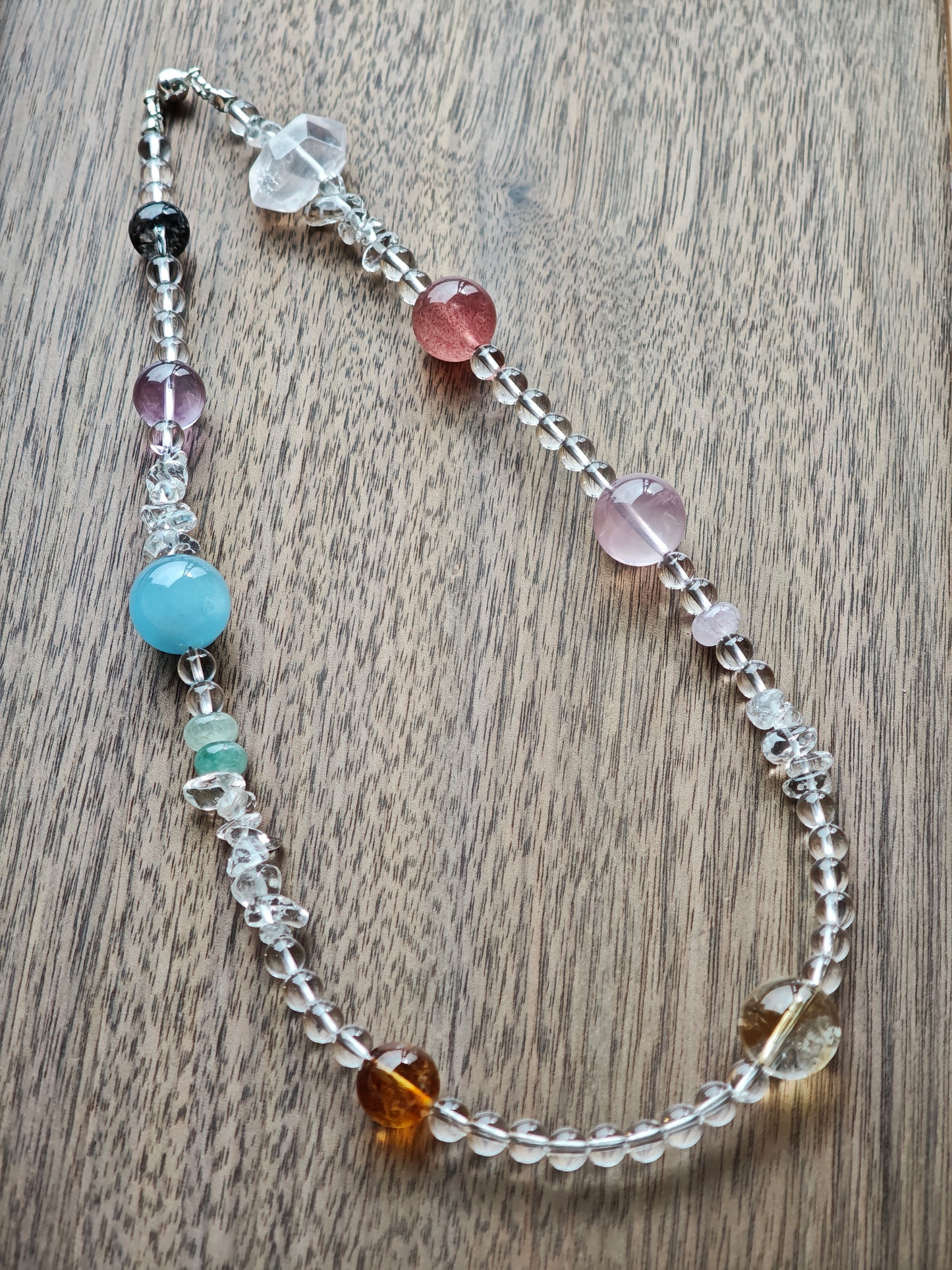 Handmade Clear Quartz Necklace with Multi-Gemstone