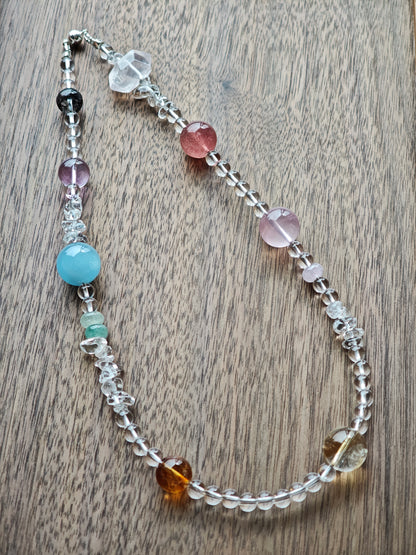 Handmade Clear Quartz Necklace with Multi-Gemstone