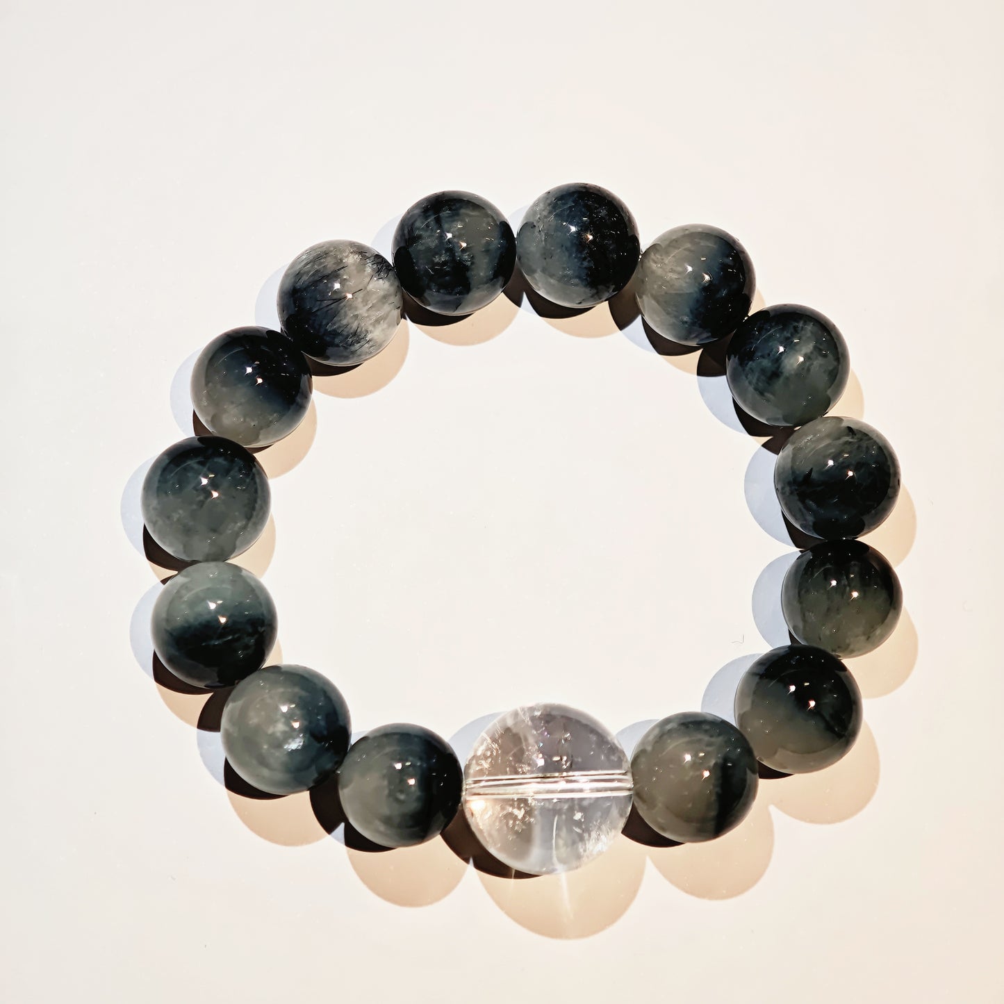Celestial Blue Rabbit Rutilated Quartz Bracelet – Handmade Magic