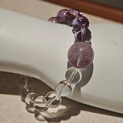 Celestial Amethyst & Clear Quartz Bracelet – Stardust Serenade