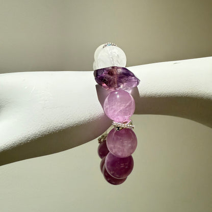 Kunzite, White Phantom Quartz & Amethyst Bracelet