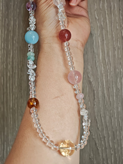 Handmade Clear Quartz Necklace with Multi-Gemstone