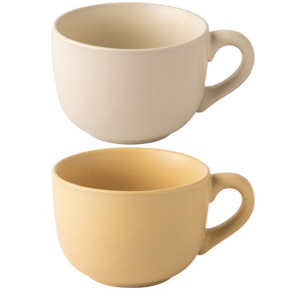 This is a 825ml big matte ceramic mug and oatmeal bowl. 2 colors for options: egg yolk and creamy yellow.
