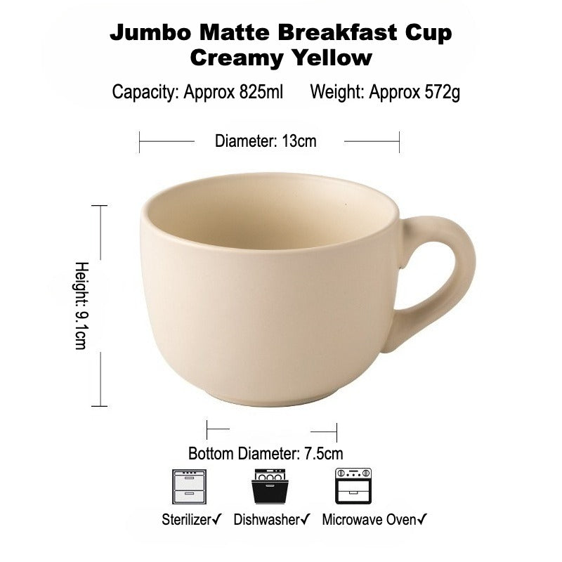 This is a 825ml big matte ceramic mug and oatmeal bowl. 2 colors for options: egg yolk and creamy yellow.