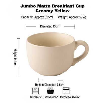 This is a 825ml big matte ceramic mug and oatmeal bowl. 2 colors for options: egg yolk and creamy yellow.