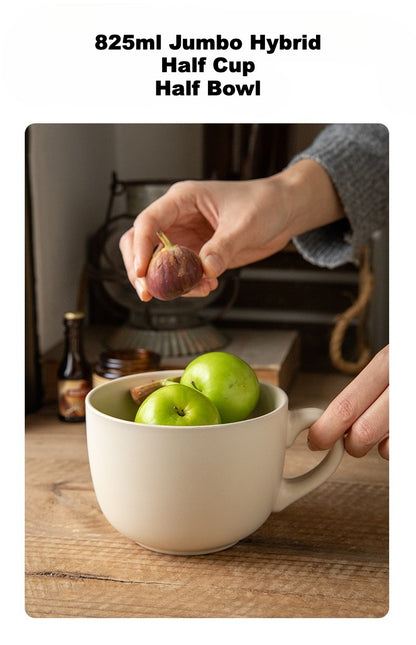 This is a 825ml big matte ceramic mug and oatmeal bowl. 2 colors for options: egg yolk and creamy yellow.