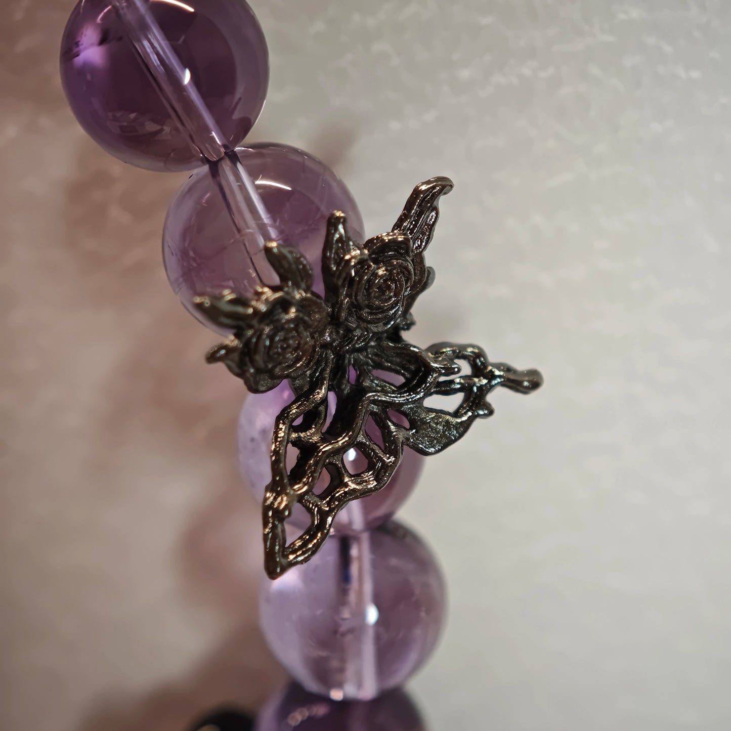 Amethyst Bracelet with Silver Obsidian and Black Agate