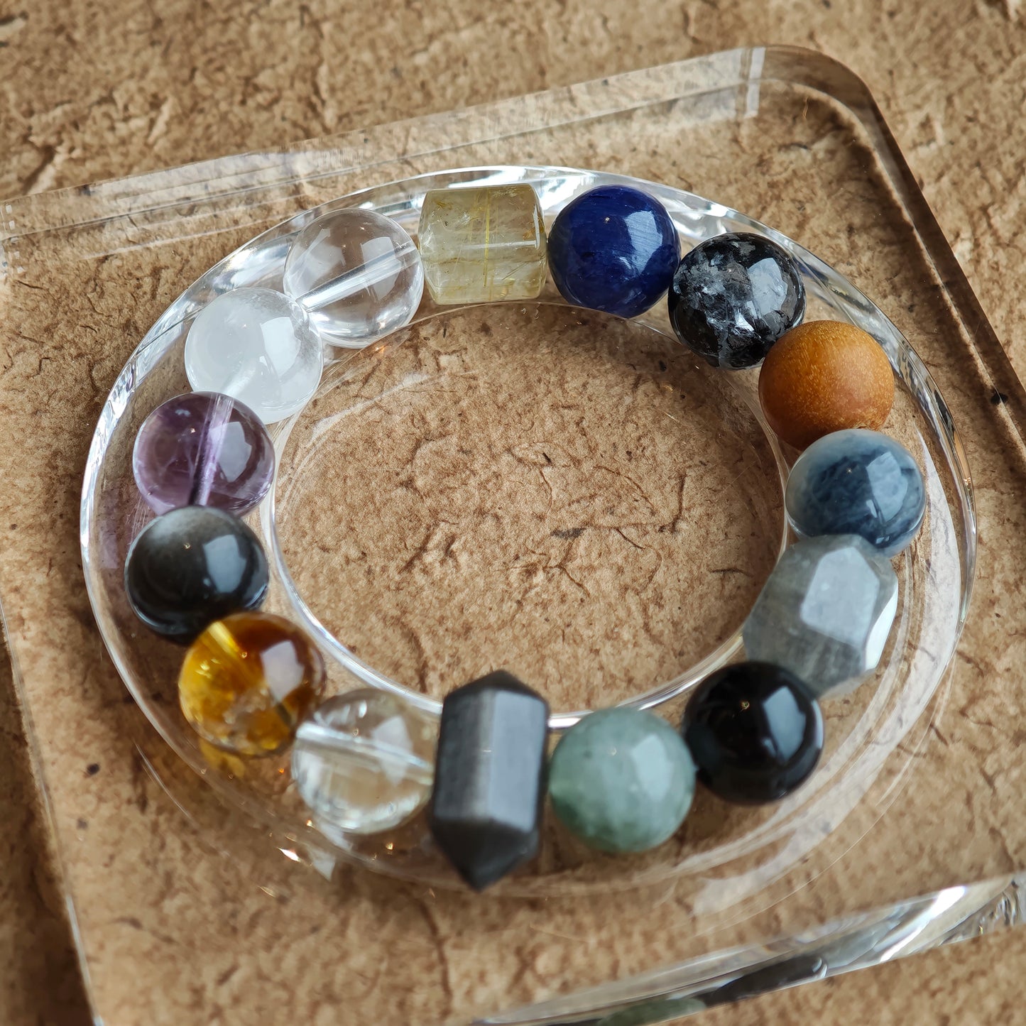 Frost-kissed colors from rutile, phantom, citrine, amethyst, moonstone and silver obsidian—subtle, enigmatic, everyday-ready.