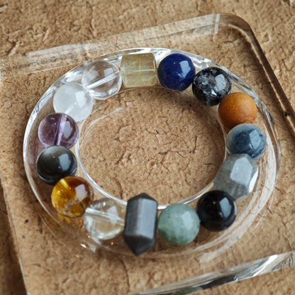 Frost-kissed colors from rutile, phantom, citrine, amethyst, moonstone and silver obsidian—subtle, enigmatic, everyday-ready.