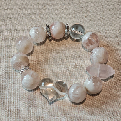 This phantom rose quartz plus clear-quartz bracelet is simply stunning.