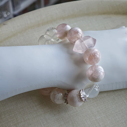 This phantom rose quartz bracelet merges the soft power of phantom rose quartz with clear-quartz purity to awaken your deepest desires.