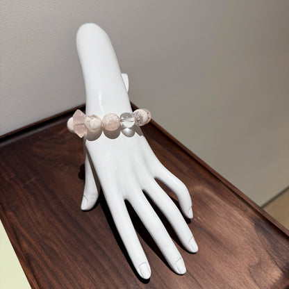 Blush phantom rose quartz meet clear quartz for a wrist-worthy winter glow.