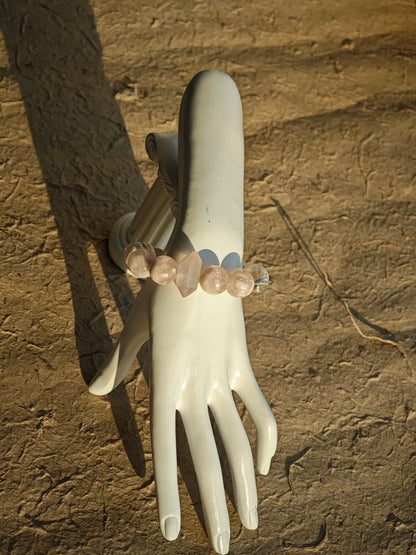 Phantom rose quartz inside rock-crystal ice equals pretty perfection.