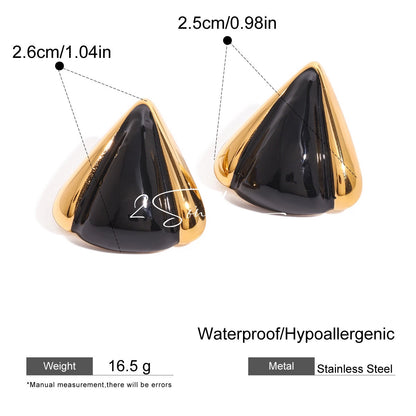 Classic Black and Gold Stud Earrings with Geometric Shape.