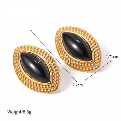 Classic Black and Gold Stud Earrings with Geometric Shape.