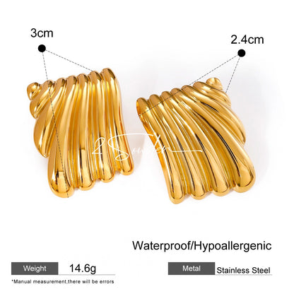 Classic Black and Gold Stud Earrings with Geometric Shape.