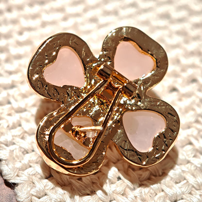 This is a pair of pink earrings made of recycled copper and ethically sourced natural stones. The size of each piece of earring is 3.7x3.7cm.