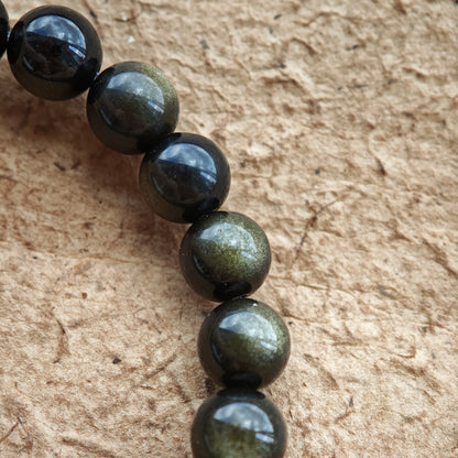 Golden Obsidian Bracelet with Natural Stone Pendant