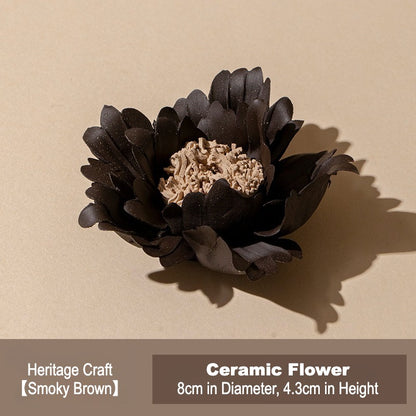 This is a ceramic flower incense stick holder with a lifelike flower. Each ceramic flower is individually hand-shaped using traditional ceramic craftsmanship. The ceramic flower is with diameter of 8cm and height of 4.3cm.