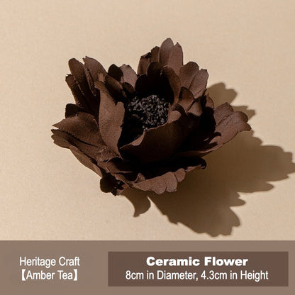 This is a ceramic flower incense stick holder with a lifelike flower. Each ceramic flower is individually hand-shaped using traditional ceramic craftsmanship. The ceramic flower is with diameter of 8cm and height of 4.3cm.