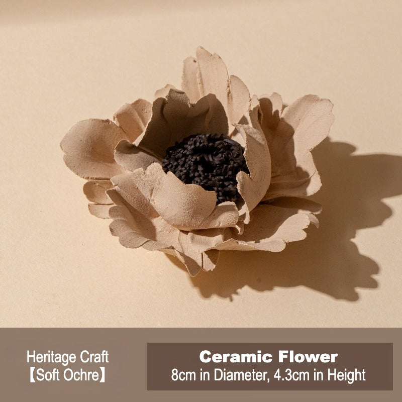 This is a ceramic flower incense stick holder with a lifelike flower. Each ceramic flower is individually hand-shaped using traditional ceramic craftsmanship. The ceramic flower is with diameter of 8cm and height of 4.3cm.