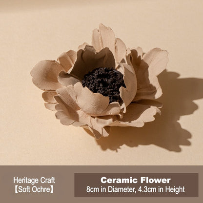 This is a ceramic flower incense stick holder with a lifelike flower. Each ceramic flower is individually hand-shaped using traditional ceramic craftsmanship. The ceramic flower is with diameter of 8cm and height of 4.3cm.